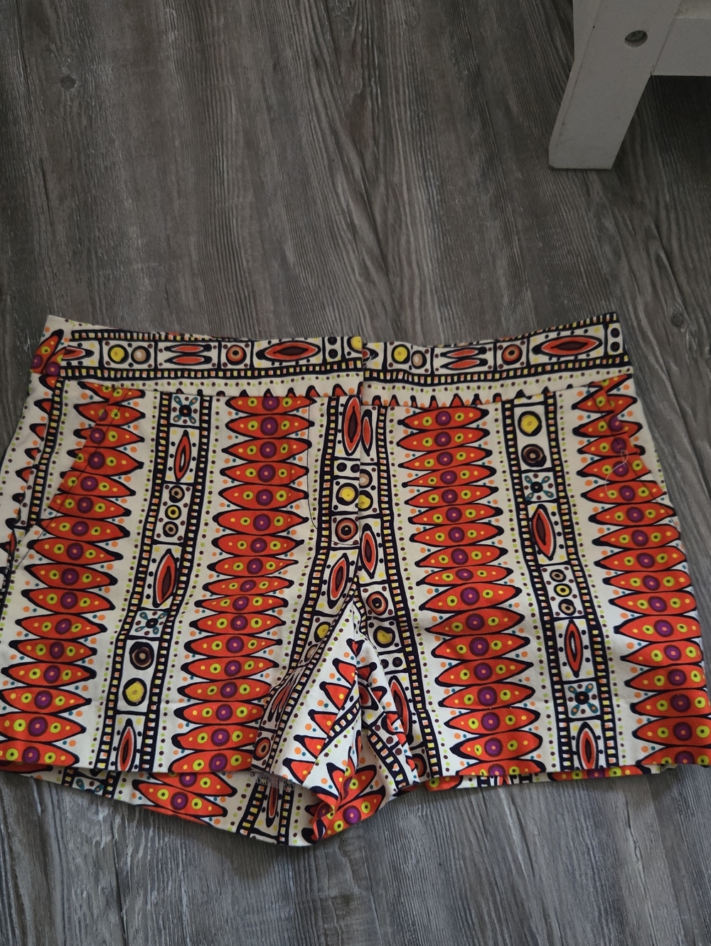 Trina Turk Orange and White Geometric Print Bike Shorts